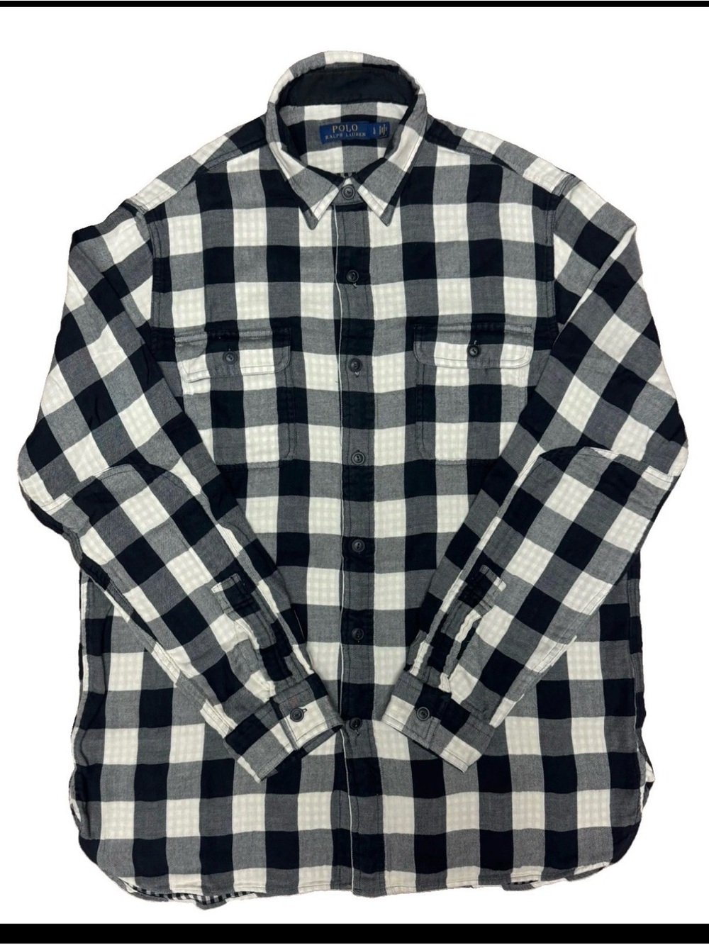 Polo Ralph Lauren Black and White Buffalo Check Button-Down Shirt L
